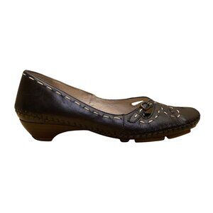 Pikolinos Women’s Black Leather Cutout Detail Naturally Slip-On Low Heels Sz 37